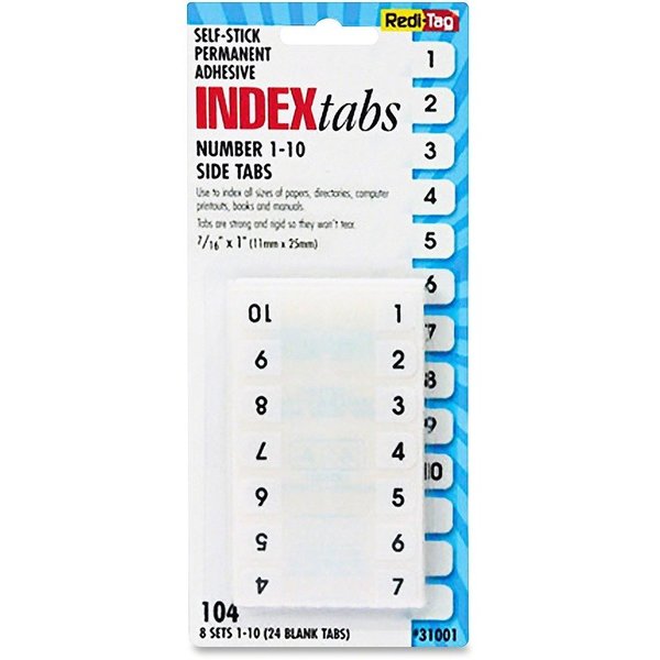 Redi-Tag Tab, Numbers, 1-10, Side, We104 Pk RTG31001